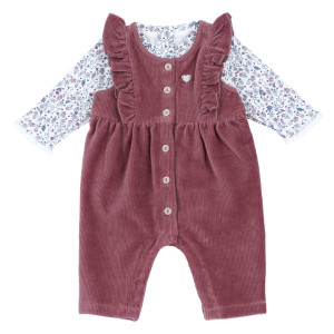 Set 2 Pz Body- Salopette Lunga Bimba 0-12m