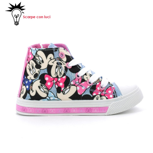 Scarpa Tela Alta Con Luci Minnie Bimba 25-33
