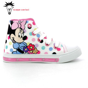 Scarpa Tela Alta Con Luci Minnie Bimba 24-31