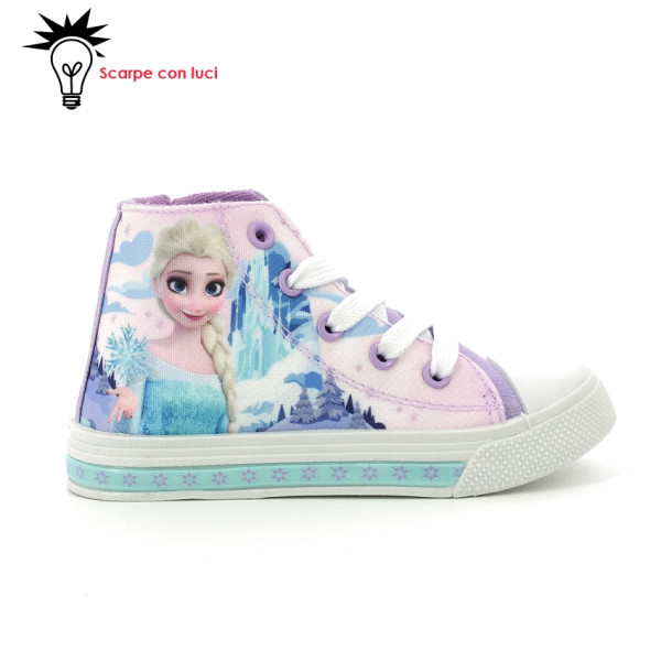 Scarpa Tela Alta Con Luci Frozen Bimba 25-33