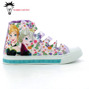 Scarpa Tela Alta Con Luci Frozen Bimba 24-31