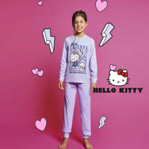 Pigiama Lungo Cotone Hello Kitty Bimba 3-10a
