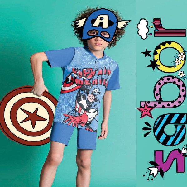 Pigiama Corto Capitan America Bimbo 3-10a