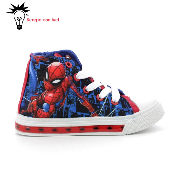 Scarpa Tela Alta Con Luci Spiderman Bimbo 25-33
