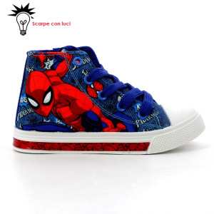 Scarpa Tela Alta Con Luci Spiderman Bimbo 24-31