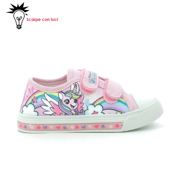 Scarpa Tela Bassa Con Luci Unicorno Bimba 25-33