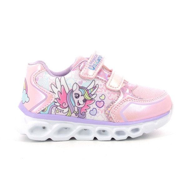 Sneakers Velcro Con Luci Unicorno Bambina 21-25