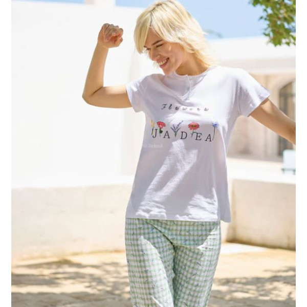 Pigiama Mezza Manica Pantalone Lungo Donna