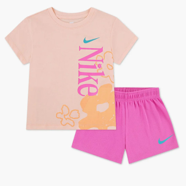 Wild Flower Tee Mesh Short Set Bimbi 2-7a